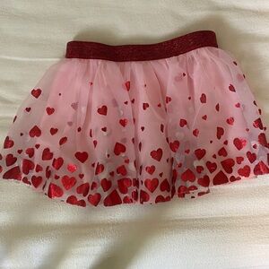 Heart Patterned Pink and Red Kids Dance Skirt